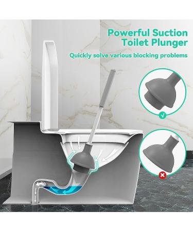MIBIO Toilet Plunger and Brush Combo Set with Holder - Heavy Duty 2-in-1 Bathroom Cleaning Tool - Powerful Pump & Water Storage Design - White (1 Set) - Buy Online on GoSupps.com