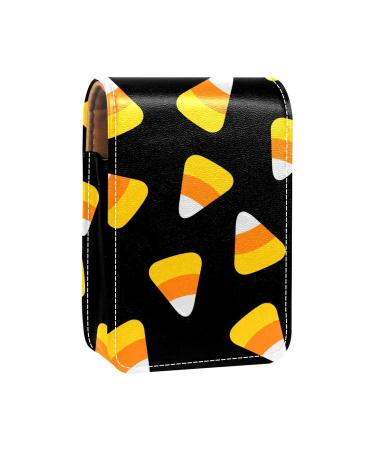 Halloween Candy Black LipGloss Holder Lipstick Case Portable Makeup Bag Travel Lipstick Organizer Case with Mirror Mini Lipstick Storage Box for Women Multi -Color 9.5x2x7 cm/3.7x0.8x2.7 in