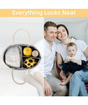 WHATWEARS Baby Diaper Caddy Organizer - Portable Cotton Rope Basket for Boys and Girls - Yellow Nursery Storage with Compartments - Buy Online on GoSupps.com