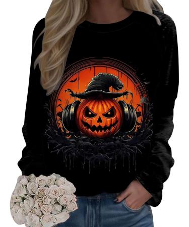 Halloween Costumes Printed Fashionable Casual Long Sleeved Zipper Round Neck Hoodies Sweater Loose Fit Womens Black Large - Buy Online on GoSupps.com