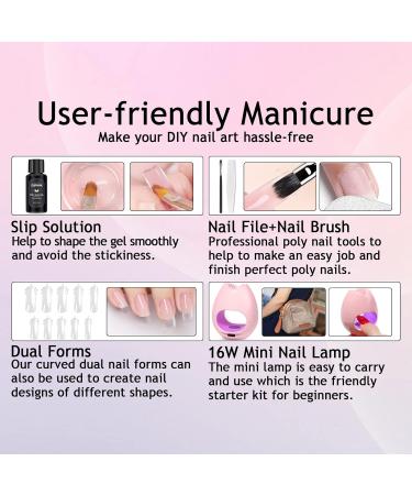 Lofuanna Poly Gel Nail Kit - Poly Extension Gel Starter Kit with Nail Lamp - DIY Nail Gel Set for Beginners (Jelly Nude) - Buy Online on GoSupps.com