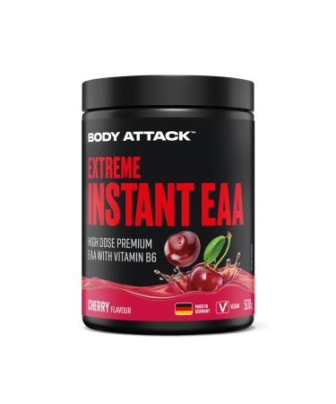 Body Attack Instant EAA Pulver - Cherry - 500g - Made in Germany - 8 Essential EAA Amino acids for a protein rich nutrition & muscle building training cherry