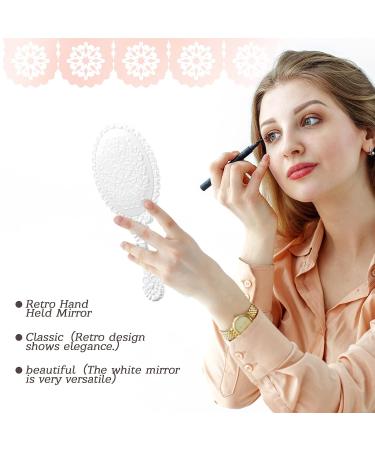 Yalikop 16 Pcs Retro Handheld Mirror - Vintage Vanity Cute Oval Decorative Mirror for Girls - Compact Travel Makeup Mirror (White) - Buy Online on GoSupps.com