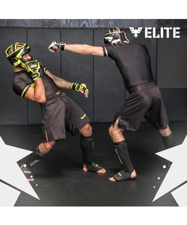 Elite Sports Men's Boxing MMA Kickboxing Headgear | Muay Thai Sparring Head Guard - Black - Buy Online on GoSupps.com