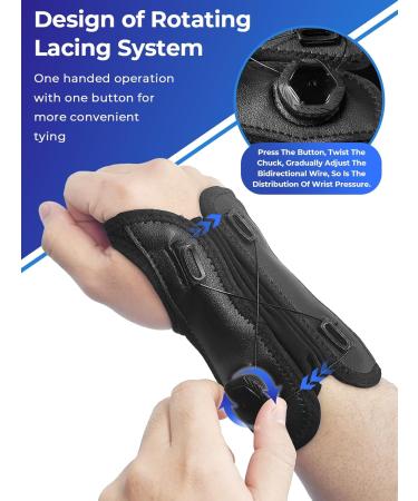 Adjustable Carpal Tunnel Wrist Brace for Pain Relief - Dual-Handed Support Splints for Arthritis & Tendonitis - Comfortable Night Sleep Brace for Men & Women (Black Right - Buy Online on GoSupps.com