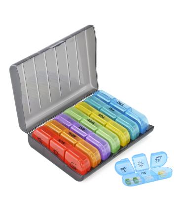 Weekly Pill Organizer 3 Times a Day Pill Boxes AM PM Organizer 7 Day Compartments Pill Case with Moisture-Proof Design Pill Case Weekly Medicine Pill Organizer for Pills Vitami (3Times a Day)