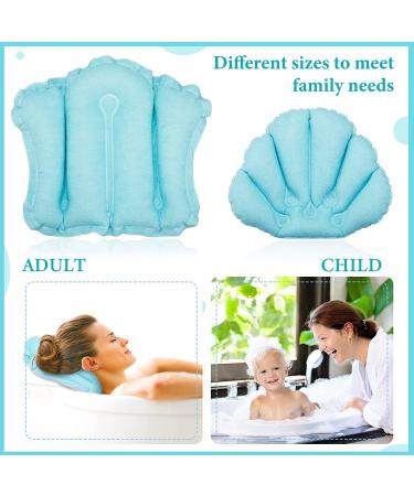 Inflatable Terry Cloth Bath Pillow Set - Neck Support & Spa Comfort in Large and Small Sizes - Blue - Buy Online on GoSupps.com