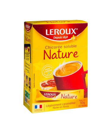 Leroux - Soluble Chicory Nature in Sticks - 100% Plant Origin - Roasted Chicory, Lightly Caramelized Taste - Rich in Fiber, No Added Sugars - Pack of 6 Boxes of 20 Sticks