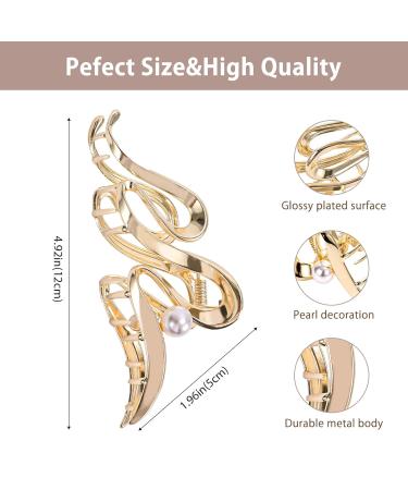 2 Pack Lolalet Metal Hair Claw Clips - Large Gold & Silver Charms for Women and Girls with Thick, Long Hair - Strong Hold, Nonslip Clamps - Trendy & Elegant Style A - Buy Online on GoSupps.com
