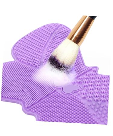 1pc Silicone Scrub Pad - Makeup Brush Cleaner Tray | Portable Beauty Brush Cleaning Instrument in Purple - Buy Online on GoSupps.com