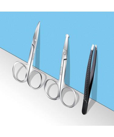 MSDADA 3 Pcs Facial Hair Scissors Set - Stainless Steel Trimmer for Men & Women | Beard, Mustache, Eyebrow, Nose Scissors for Small Detail Grooming - Buy Online on GoSupps.com