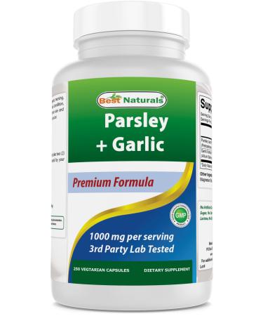 Best Naturals Parsley and Garlic 1000 mg per Serving 250 Vegetarian Capsules. Gluten Free and Non-GMO. 250 Count (Pack of 1)