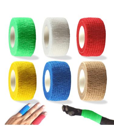 Self Adhesive Bandage Wrap self Adherent wrap Elastic Bandage wrap Vet Wrap for Sports Injury Wrist Ankle (1 Inch 6 Pack)