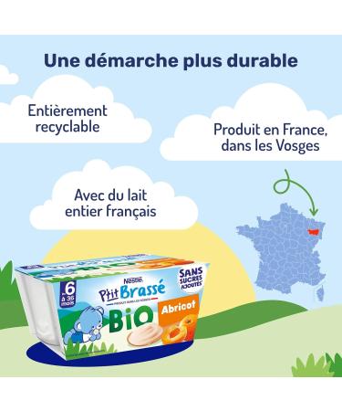 Nestl B b - P'Tit Brass Bio - Abricot - Laitage d s 6 Mois - 4X90g (Lot de 2) - Buy Online on GoSupps.com