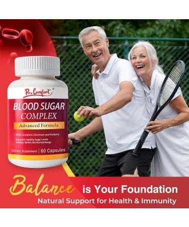 Pro Comfort Blood Sugar Complex Supplement-Supports Healthy Blood Sugar Levels Already Whithin Normal Range All Natural with Cinnamon Chromium Mulberry Alpha Lipoic Acid-60 Capsules - Buy Online on GoSupps.com