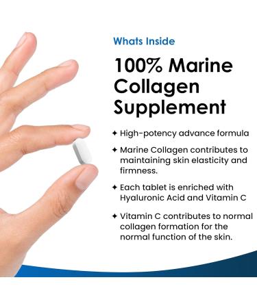 High Strength Pure Marine Collagen 1500mg - 180 Tablets with Hyaluronic Acid & Vitamin C | Hydrolysed Collagen Peptides | for Women and Men - Buy Online on GoSupps.com
