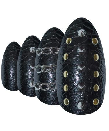 Shop False Nails Bling Art Black Punk Almond Stiletto - 24 Long Acrylic Tips - International Shipping Available - Buy Online on GoSupps.com
