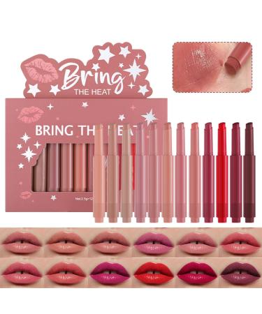 CHAKAE 12Pcs Lip Liner Moisturizing Smooth Lipstick Pen for Daily Party Makeup