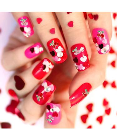 RUNRAYAY 36Pcs 3D Cherry Nail Art Charms Red & Pink Elegant Nail Studs Diamonds for Nail Accessories Summer Fruit Nail Jewelry Decoration for Diy Crafts Nail Decor - Buy Online on GoSupps.com