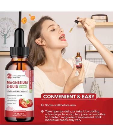 2 Pack Magnesium Glycinate Liquid Drops with Threonate, Fiber, Bromelain & Vitamins - Promotes Nerve & Bowel Health - Strawberry Flavor - Buy Online on GoSupps.com