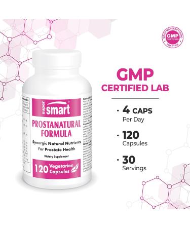 Supersmart - ProstaNatural Formula (Advanced Formula) - with Saw Palmetto Nettle Root Beta-Sitosterol - Prostate Supplement | Non-GMO & Gluten Free - 120 Vegetarian Capsules - Buy Online on GoSupps.com
