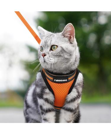 Rabbitgoo Cat Dishes & Cat Linen Set - Adjustable Soft Leash with Reflective Stripes for Cats & Kittens - Bright Orange (1 Pack) - Buy Online on GoSupps.com