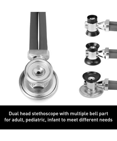HONSUN Dual Head Stethoscope for Adults & Kids - Classic Cardiology Stethoscope for Doctors Nurses & Students - Gray - International Shipping Available - Buy Online on GoSupps.com