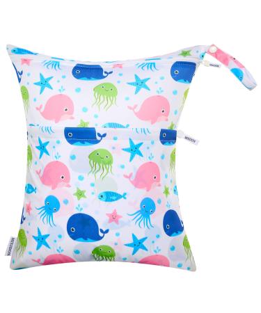 MIXIDON Wet Bag Waterproof Wet Dry Bag for Swimsuits Cloth Nappy Wet Bag Outdoor Organiser Bag for Baby Items Wet Dry Clothes Bag Pattern 6