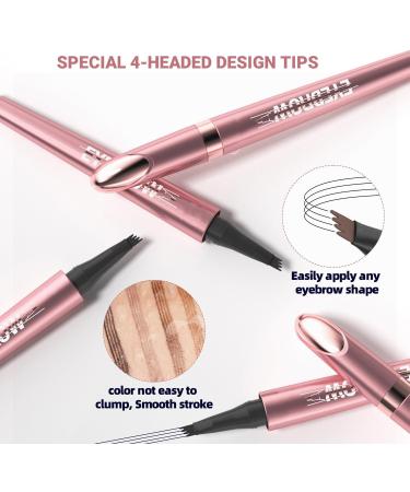  Meiruier 3D Magic Eyebrow Pencil 2 in 1 Water Resistant Eyebrow Pencil with 4 Fork Tip Applicators Can Be Easily Used for Natural Eyebrows (Dark Brown) - Buy Online on GoSupps.com