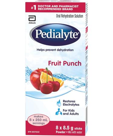 Pedialyte Electrolyte Powder Sticks Oral Rehydration Solution Fruit Punch 8 x 8.5 g Electrolyte Powder Packets & Electrolyte Oral Rehydration Solution Grape 1-L Bottle Drink Flavored + Grape Flavor Fruit Punch 8 Count (Pack of 1) - Buy Online on GoSupps.com