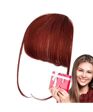Zuasdvnk Bang Clip in Human Hair Clip on Air Bangs French Bangs - Natural Color Clip on Neat Bangs Hair Extension Human Hair Bangs Extensions Stylish Hair Bangs Fringe Hairpieces wine red