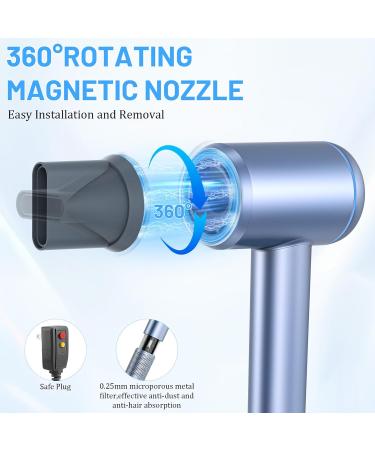 AOMEES 1600W Professional Ionic Hair Dryer - High Speed HD Display 4 Temp Modes & Memory Function - Sky Blue Metal - Buy Online on GoSupps.com