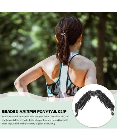 Lurrose Pearl Banana Hair Clip - Black Hairpin Ponytail Holder for Effortless Hair Styling | International Shipping Available - Buy Online on GoSupps.com
