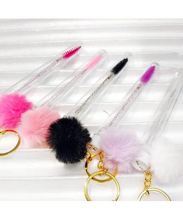 10PCS Tube Eyelash Eyebrow Brush Set with Gold Keychain & Glitter Mascara Wands - Perfect for Lash Extensions & Makeup Cleaning (Black - Buy Online on GoSupps.com