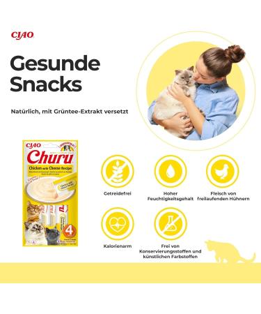 Inaba Churu Cat Treats - Chicken & Cheese - Creamy Snacks for Cats - 48 Tubes (14g) - Premium Cat Food - Buy Online on GoSupps.com