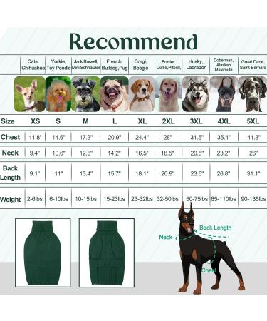 Iecoii Dog Sweater - Warm Turtleneck Winter Sweater for Small to Large Dogs & Cats | Perfect for Chihuahuas French Bulldogs & Labradors - X-Small Green - Buy Online on GoSupps.com
