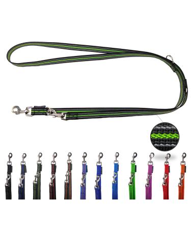Dog linen adjustable / Double linen for medium and large dogs / 2m / 2.40m / 2.80m / 3.50m / 5m (black-neon green 3.50m) 3.50m black-neon green