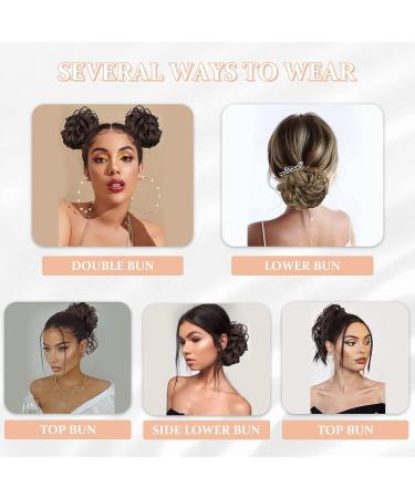 FnyPretty 5PCS Messy Bun Hair Pieces for Women | Tousled Updo Hair Extensions in 6A Dark Brown - 7.5 Inch - Buy Online on GoSupps.com