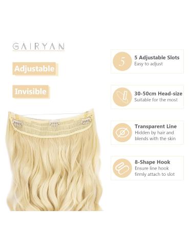Gairyan Secret Hair Extensions with Wire - 45cm Adjustable Invisible Synthetic Hair Long Wavy Curly Bleaching Blonde Tress - Buy Online on GoSupps.com