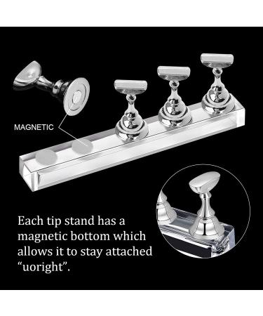 Acrylic Nail Display Stand 2 Sets for Training DIY Practice - Magnetic Nail Art Tips Holders - False Nail Tip Trainer - Manicure Tool (Black/Silver) - 53 Pc Set - Buy Online on GoSupps.com