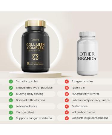 High Strength Advanced Collagen Complex for Radiant Hair, Skin & Nails - 1593mg | Premium Bovine Collagen Supplements for Women - 180 Caps - Buy Online on GoSupps.com