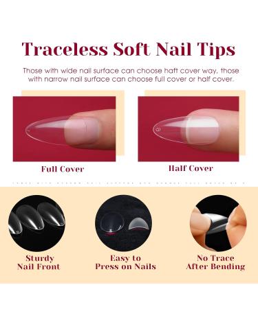 Rosalind Almond Nail Tips - 264pcs Clear Gel Full Cover for Nail Art | Medium Soft Tips | 12 Sizes Included - Buy Online on GoSupps.com