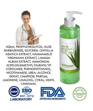 Le Pommiere Bio Gel Aloe Vera 250ml - 100% Pure Natural Moisture Cream for Sunburn Repair Soothing Shaved Skin & Insect Bites - Ideal for Face & Body - Buy Online on GoSupps.com