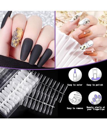 Moing Nail Tips & Glue Gel Kit | 504 Coffee Fake Nails | 11 Sizes Transparent Starter Set | Mini Nail Lamp File & Clipper Included - Buy Online on GoSupps.com