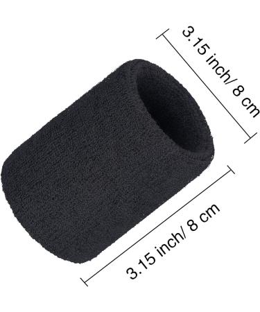 Bememo 12 Pack Cotton Sweatbands Sports Wristband for Men and Women - Ideal for Tennis, Basketball, Running, Gym - Black - Buy Online on GoSupps.com