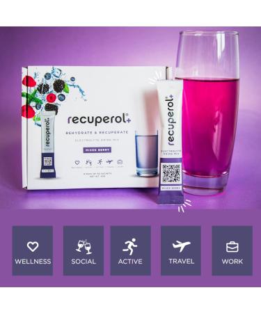 Recuperol Get Well Soon Gift Box - Hydration & Recovery Electrolyte Drink Mix 8 Pack Wellness Gift for Men & Women Present with Card Inside - Mixed Berry Flavour - Buy Online on GoSupps.com