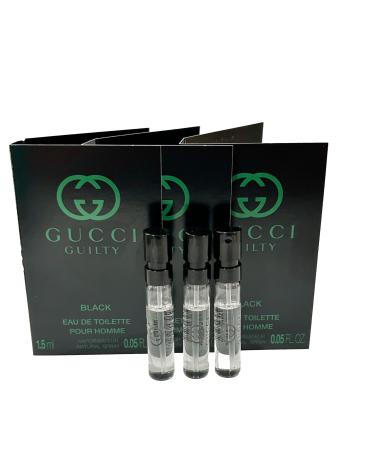 Gucci Guilty Black Sample Perfume Men EDT Spray Pour Homme MINI SMALL Travel Size 1.5 ML / 0.05 (3676) - set of 3 Guilty 0.05 Fl Oz (Pack of 1)