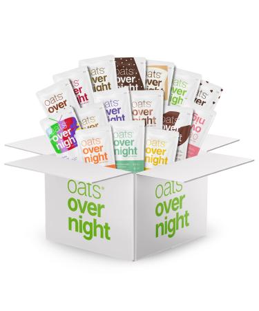 Oats Overnight - Ultimate Variety Pack High Protein, High Fiber Breakfast Shake - Gluten Free, Non GMO Oatmeal Strawberries & Cream, Green Apple Cinnamon & More (2.7oz per meal) (16 Pack)