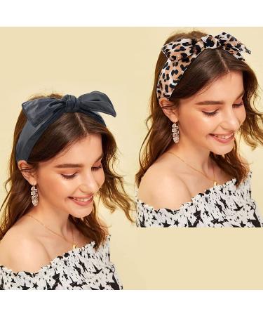 BEGOOD PU and Leopard Print Wide Headbands - Fashionable Hair Accessories for Women | 2Pcs Set - Buy Online on GoSupps.com