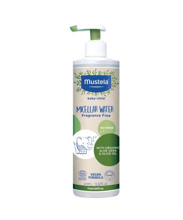 Mustela Certified Organic Micellar Cleansing Water - No-Rinse Natural Water Cleanser with Olive Oil & Aloe Vera - For Baby, Kid & Adult - Fragrance Free, EWG Verified & Vegan - 13.52 fl. oz.